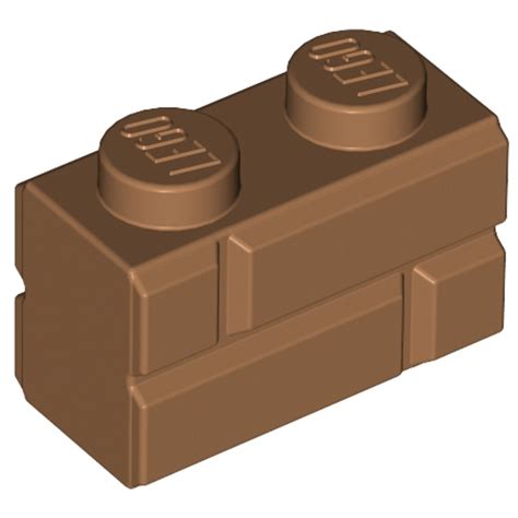 Lego Medium Dark Flesh Brick X With Embossed Bricks Brick