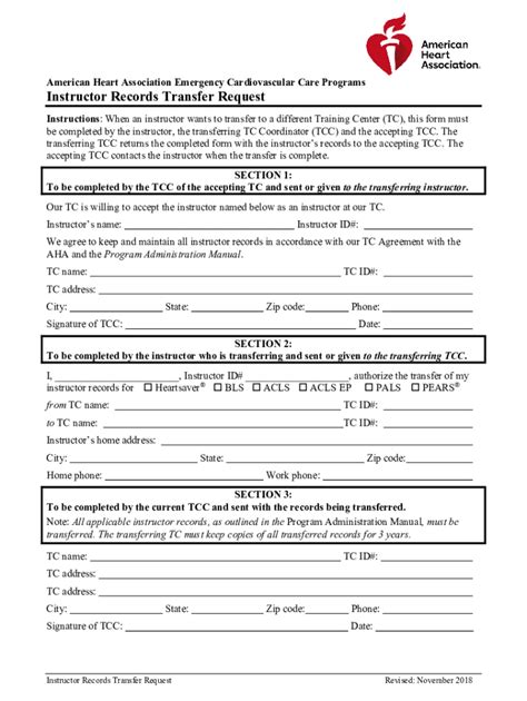 Aha Instructor Transfer 2018 2024 Form Fill Out And Sign Printable