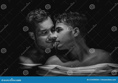 Gay Couple Relaxing In Swimming Pool Lgbt Stock Photo Image Of Love Black