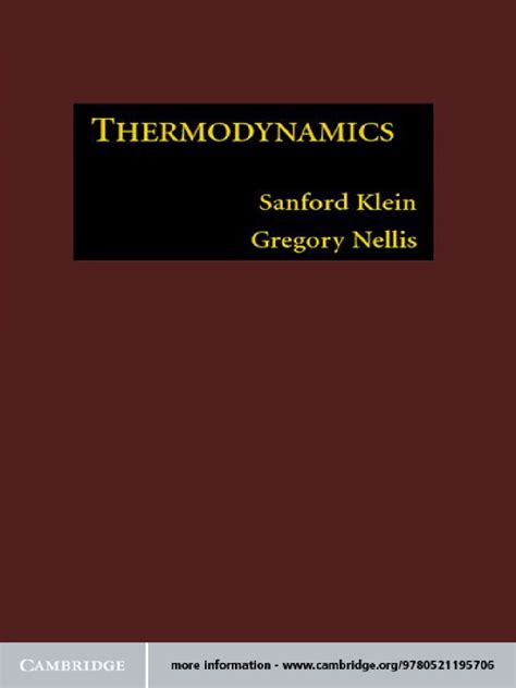 Sanford Klein Gregory Nellis Thermodynamics Bookos Org | PDF