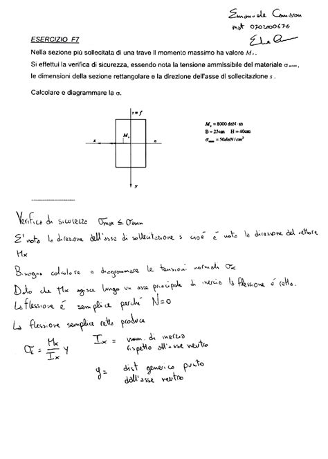 Elaborato Scienza Delle Costruzioni Es F7 Superato Prove Desame Di