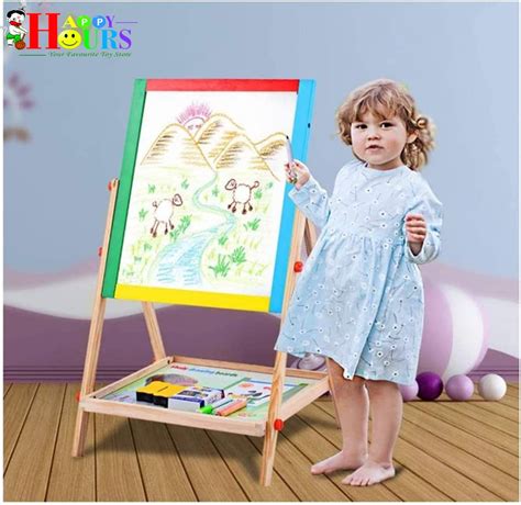 Wooden Double Sided Writting And Drawing Board With Chawk Duster And