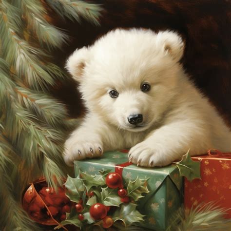 Christmas Polar Bear Cub Art Free Stock Photo Public Domain Pictures