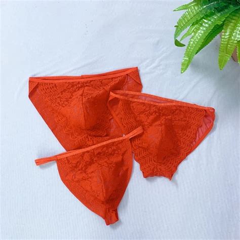 SOUS VÊTEMENTS EN DENTELLE homme culotte sac Sissy lingerie rouge toutes taille EUR 4 91