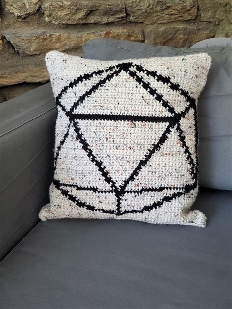 D20 Pride Flag Crochet Pillow Pattern, Dungeons and Dragons Rainbow Home Decor, Rainbow Dice ...