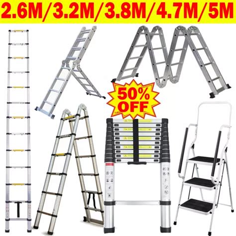 TELESCOPIC LADDER MULTI PURPOSE Extendable Folding Aluminium Iron