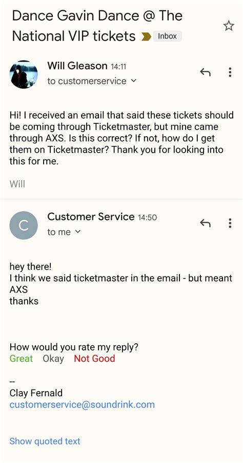 Ticket issues for The National solved : r/dancegavindance