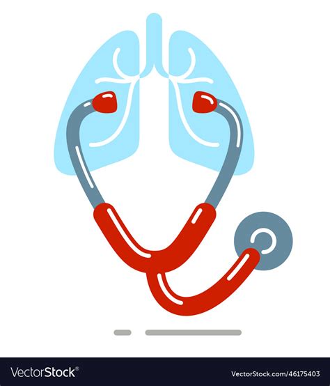 Stethoscope With Lungs Simple Icon Isolated Over Vector Image