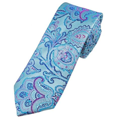 Tresanti Reale Sky Purple Pink And Royal Paisley Pattern Mens Silk Designer Tie From Ties Planet Uk