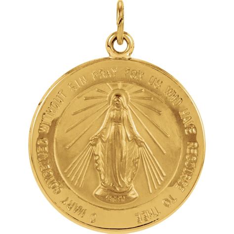 Diamond Deal K Yellow Gold Mm Miraculous Medal Charm Pendant