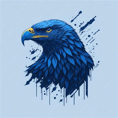 Premium AI Image | A drawing of a blue eagle with a yellow beak and a blue beak.