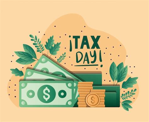 Premium Vector Tax Day Bills Coins And Leaves Vector Design