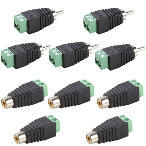 5 Pairs Phono Rca Female Male Plug Av Screw Terminal Connector Video