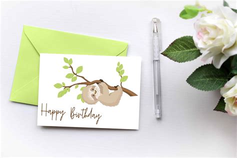 Sloth Birthday Card Printable Belated Birthday Card!