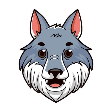 Ilustração de cara de lobo de desenho animado desenhada à mão Vetor