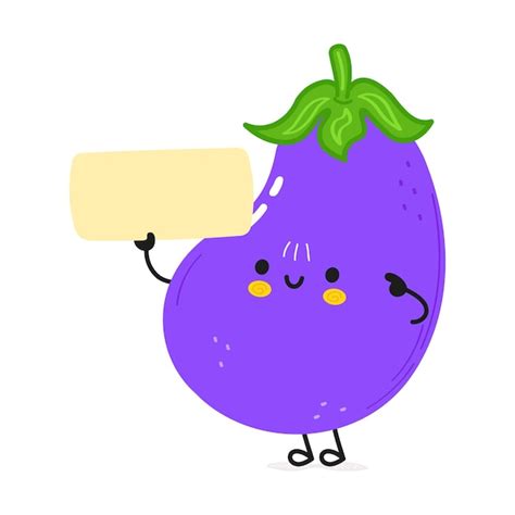 Premium Vector Cute Funny Eggplant Poster Character