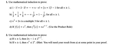 Solved 1 Use Mathematical Induction To Prove A