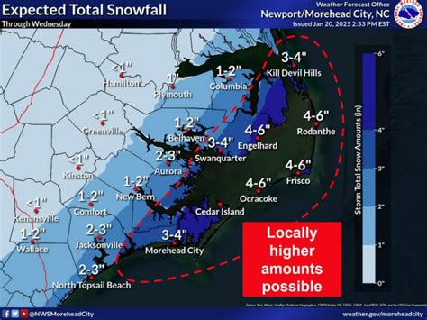 Snowfall Projections Increase In Monday Afternoon Update From NWS