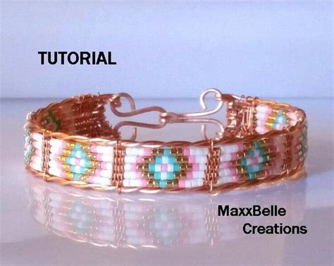 Tutorial Mosaic Wire Weave Beaded Bracelet Etsy Wire Weaving Lace