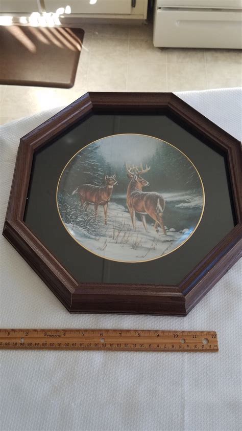 Vintage Signed Rosemary Millette Whitetail Deer Collector Plate Wooden