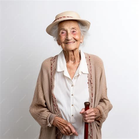 Premium Ai Image A Happy And Healthy 85 Year Old Woman Walks With A Cane