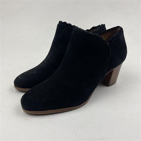 Jack Rogers Marianne Suede Scalloped Black Ankle Depop