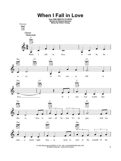 When I Fall In Love Ukulele Print Sheet Music Now