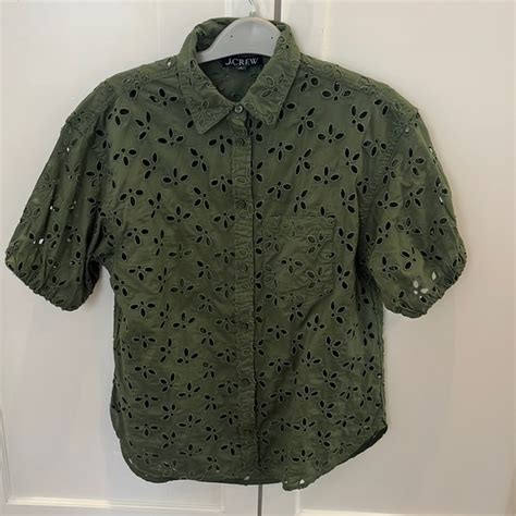 J Crew Tops Jcrew Green Cutout Blouse Size Poshmark