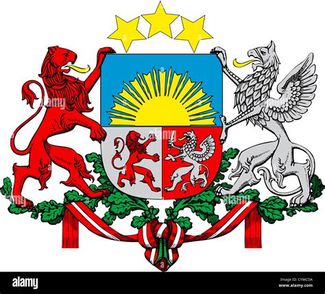 National Coat Of Arms Of The Republic Of Latvia Stock Photo Alamy