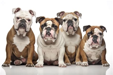 Premium Ai Image Image Of Group Of Bulldogs On A White Background Pet