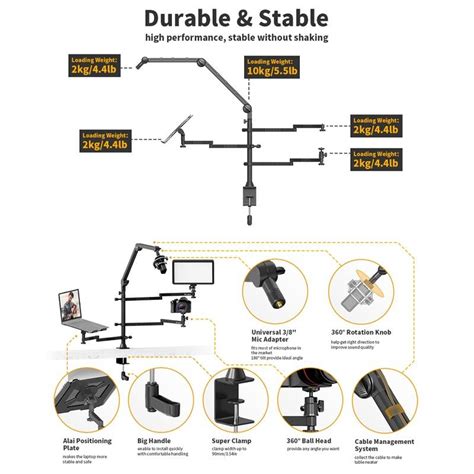 Ulanzi VIJIM LS21 Multifunctional Desk Mount Stand With Four Arms