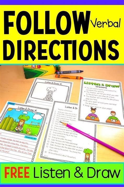 Following Directions And Listening Activity Freebie Listening Skills