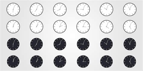 Conjunto De Hora Mundial Iconos De Reloj Simple En Estilo Plano