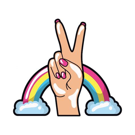 Premium Vector Hand With Peace Sign And Love Pop Art