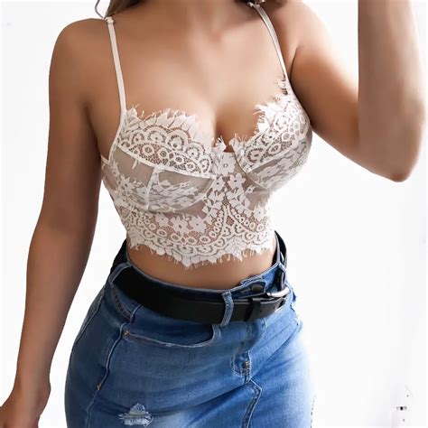 Fashion Sheer Lace Bra Top 2018 Women Push Up Bra Bralet Corset Floral Lace Bralette Bustier