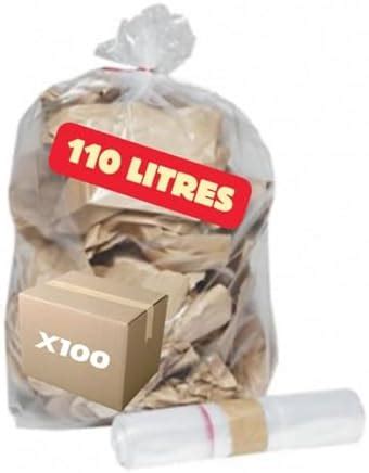 SANYGIENE Sac Poubelle Transparent 110l Lot De 100 Sacs Poubelles