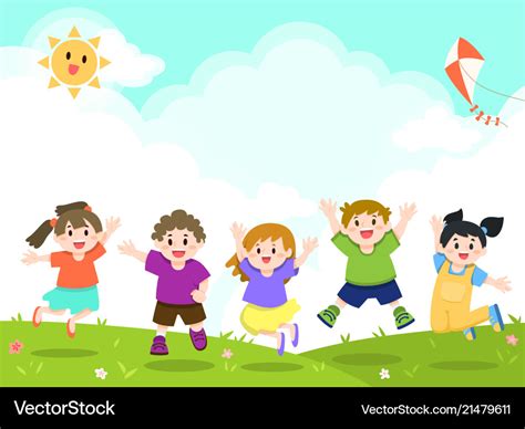 Happy Children Playing At Outdoor Park Royalty Free Vector