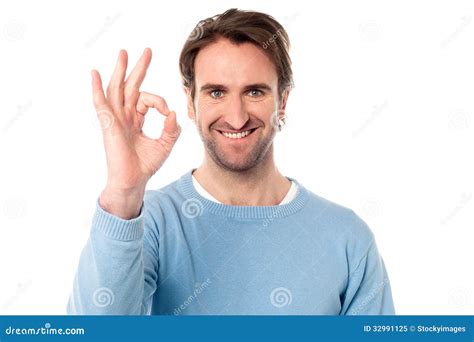 Smart Man Showing Okay Sign Stock Image Image Of Confident Fashion