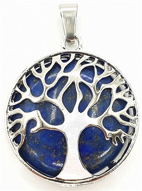 Pendentif Arbre De Vie Lapis Lazuli M Tal Pierre Cm Pendentifs