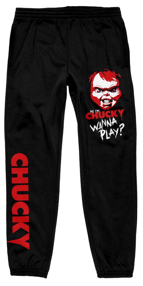 Chucky Wanna Play Chucky Doll Head Mens Black Sweatpants Xxl