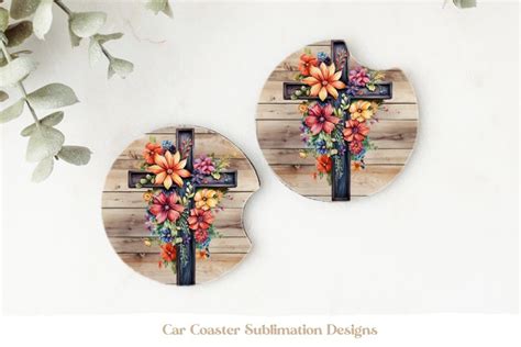 Christian Coasters Cross Sublimation Faith Car Coaster