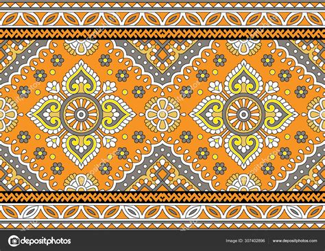 Seamless Traditional Indian Textile Floral Border Stock Photo Image