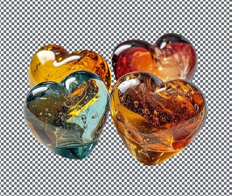 Premium Psd Cute Glass Heart Sculptures Isolated On Transparent