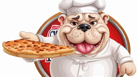 Bulldog Chef Mascotte Personnage De Dessin Animé Tenant Vecteur