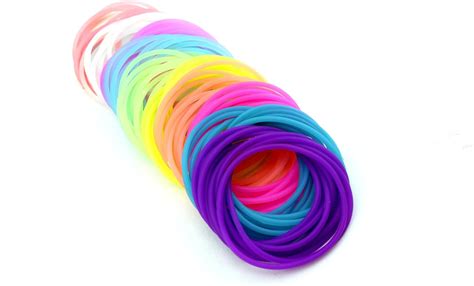 Adorox 100 Pack Silicone Jelly Bracelets Hair Ties Rainbow