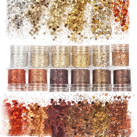 Laza Autumn Nail Glitter Set 12 Colors Acrylic Powder Sequin For Gel