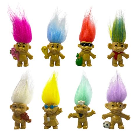 Buy 8PCS Troll Dolls, 80s' PVC Vintage Trolls Lucky Doll Action Figures 7.6cm Chromatic Adorable ...