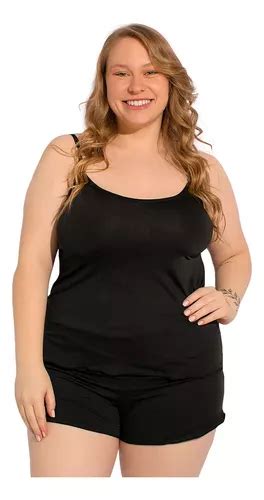 Baby Doll Pijama Liso Feminino Plus Size Shortinho Lingerie Parcelamento Sem Juros