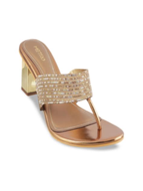 Buy Metro Women Gold Toned Embellished Block Heels Heels For Women 13428560 Myntra