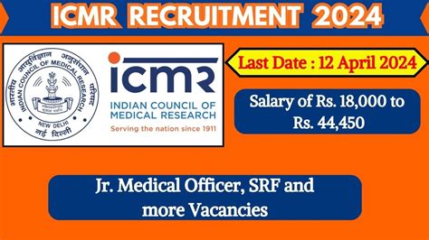 ICMR Recruitment 2024 Salary Up To 44 450 Per Month Check Posts